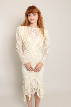 80s Ruched Lace Dress