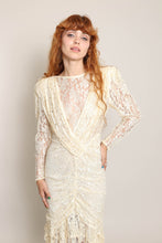 80s Ruched Lace Dress