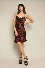 Y2K Maroon Floral Whimisgoth Dress With Flutter Hem