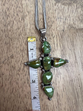 Chimney Butte Gaspeite Cross Pendant With Liquid Silver Necklace