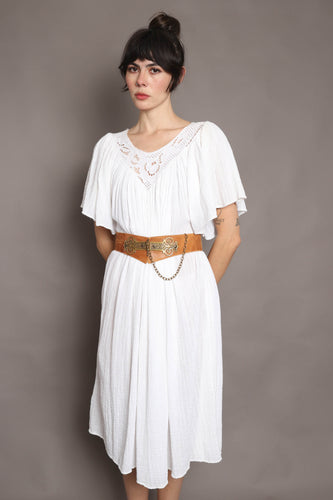 80s Gauze Bell Sleeve Dress