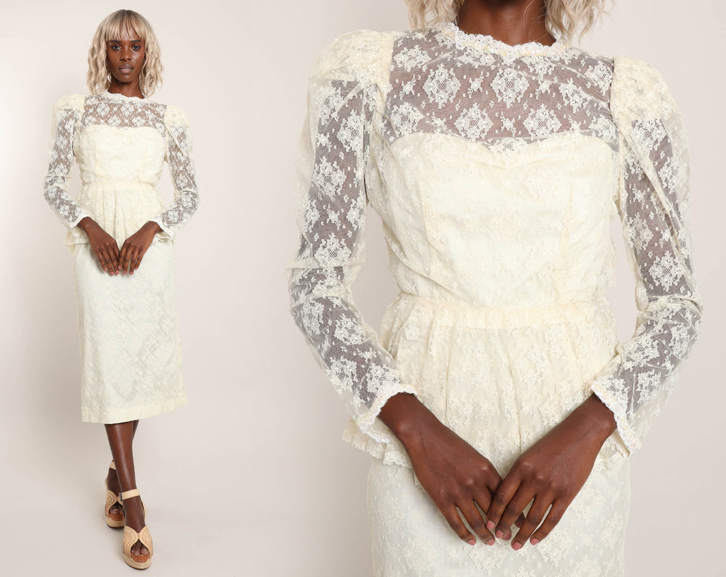 80s Lace Peplum Set