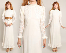 70s Crochet Lace Victorian Dress