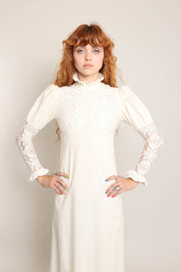 70s Crochet Lace Victorian Dress