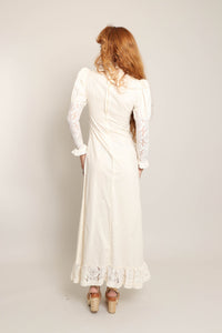 70s Crochet Lace Victorian Dress