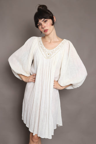 70s Gauze Bishop Sleeve Dress