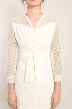 70s Lace Sleeve Dress With Belt