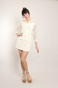 70s Lace Sleeve Dress With Belt