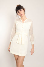 70s Lace Sleeve Dress With Belt