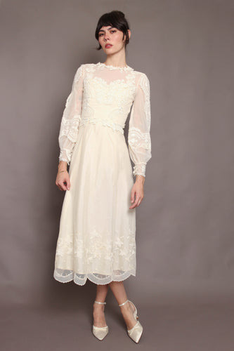 70s Lace Appliqué Dress