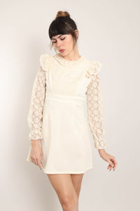70s Flutter Lace Mini Dress