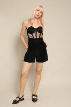 1990s Black Suede Leather High Waist Bermuda Shorts