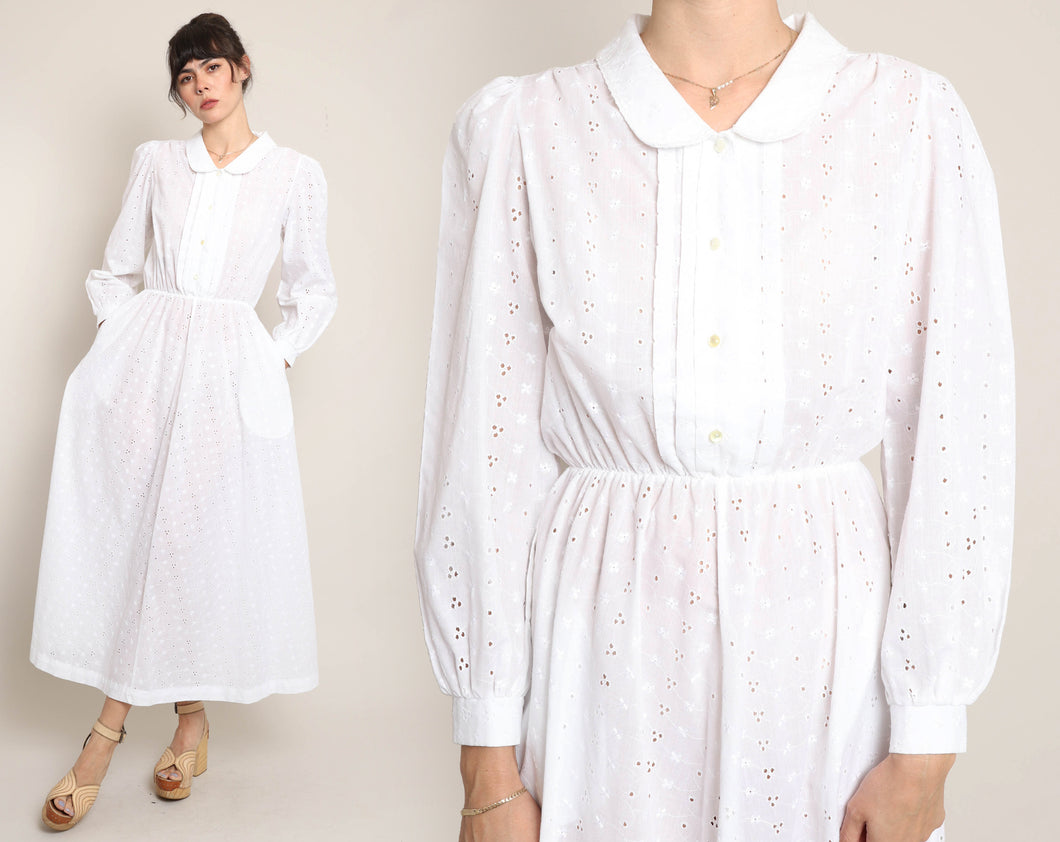 70s Eyelet Lace Dress