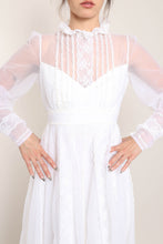 70s Chiffon Prairie Dress With Train