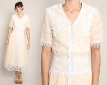 80s Silk Chiffon Edwardian Dress