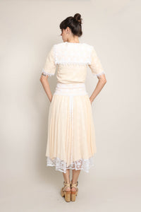 80s Silk Chiffon Edwardian Dress