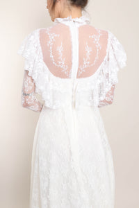 70s Victorian Lace Dress With Train
