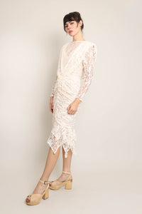 80s Ruched Lace Dress