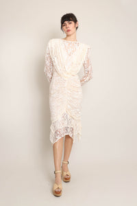 80s Ruched Lace Dress