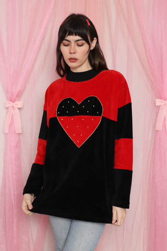 ❤️ 90s Heart Print Velvet Top