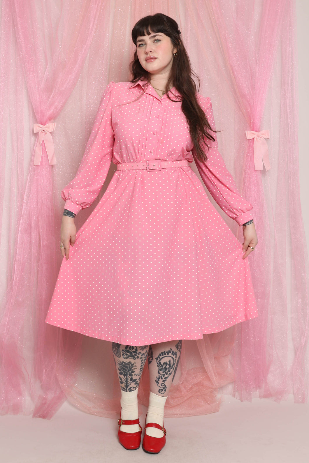 ❤️ 80s Polka Dot Shirtwaist Dress