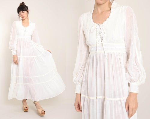 70s Gauze Prairie Dress