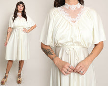 70s Draped Flutter Sleeve Dress