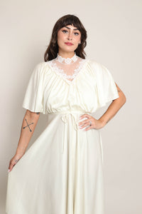 70s Draped Flutter Sleeve Dress