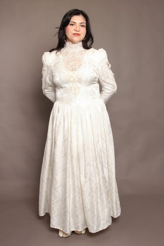 80s Edwardian Wedding Dress