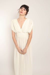 70s Ruched Chiffon Grecian Dress