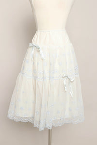 70s Blue Eyelet Lace Petticoat