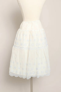 70s Blue Eyelet Lace Petticoat