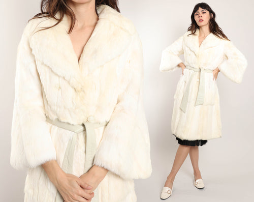 60s Snowy Rabbit Fur Coat