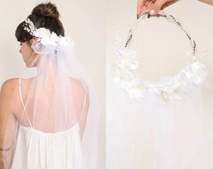 90s Beaded Flower Crown Veil