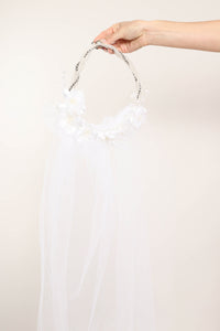 90s Beaded Flower Crown Veil