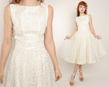 50s Silver Lace & Satin Dress
