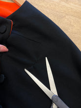 1960s Cardinali Black Wool Shawl With Red Orange Lining