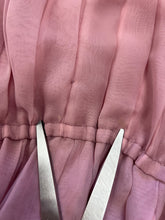 1980s Dusty Rose Pleated Chiffon Maxi Dress With Ascot Tie