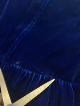 1960s Blue Velvet Mini Dress With Rhinestone Buttons - S/M