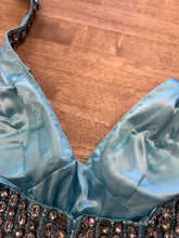 00s Rhinestone Encrusted Satin Halter Dress