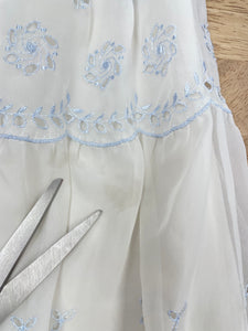 70s Blue Eyelet Lace Petticoat