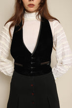 1980s Black Velvet Vest With Open Back