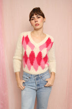 ❤️ 60s Pink Argyle Mohair Sweater