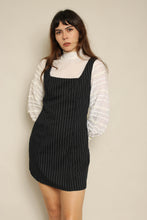 1990s Black Pinstriped Mini Dress