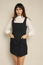 1990s Black Pinstriped Mini Dress