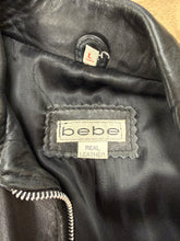 90s Bebe Black Leather Motorcycle Vest With Belt
