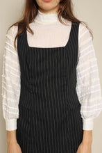 1990s Black Pinstriped Mini Dress