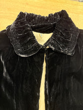 1930s Black Velvet Shirred Evening Coat With Collar