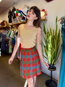 80s Plaid Fringe Skirt