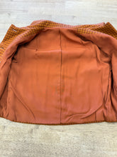 1960s David Crystal Burnt Orange Plaid Wool Jacket Skirt Set